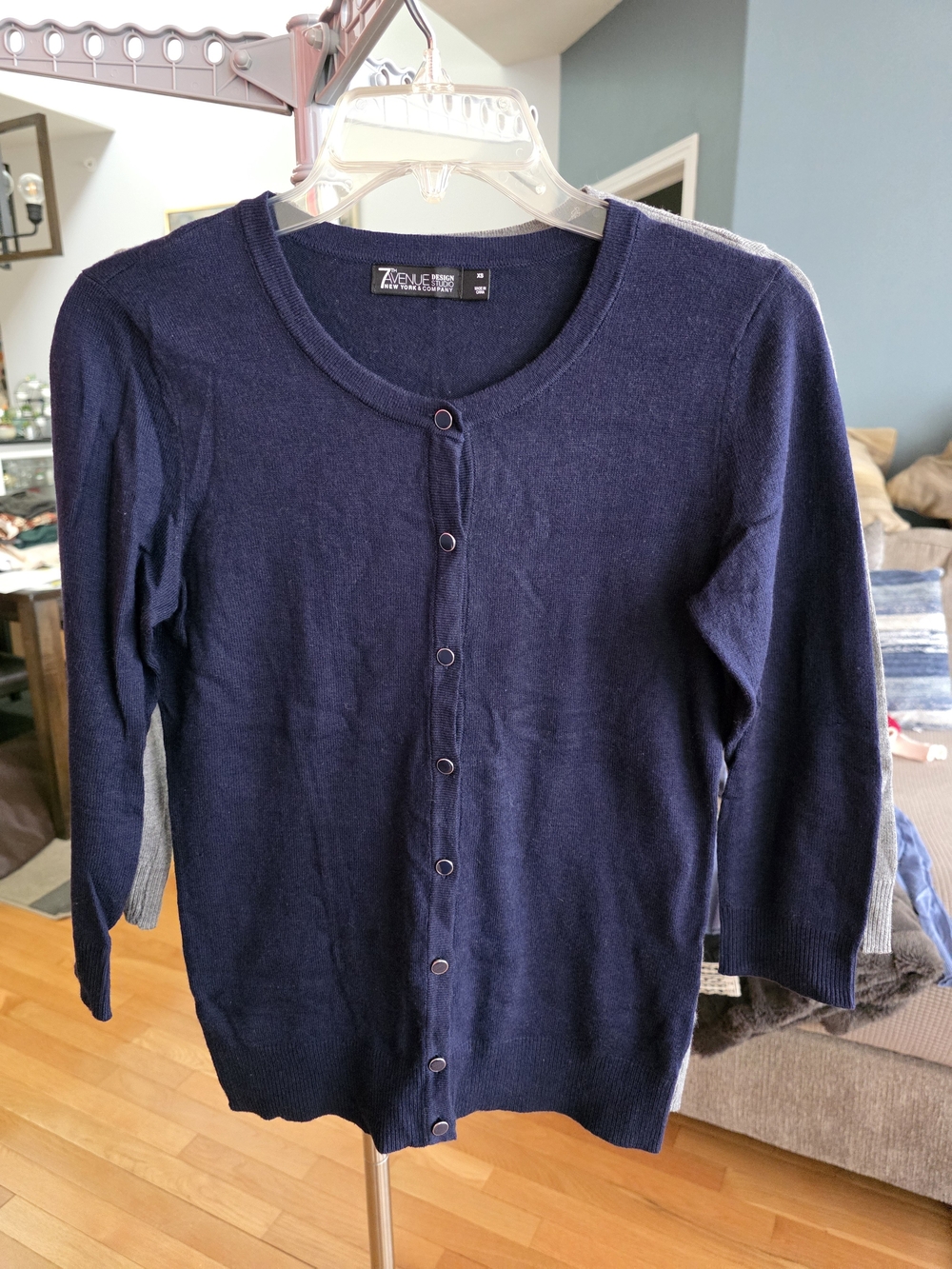 New York & Co. Navy Button-Front Cardigan Sweater